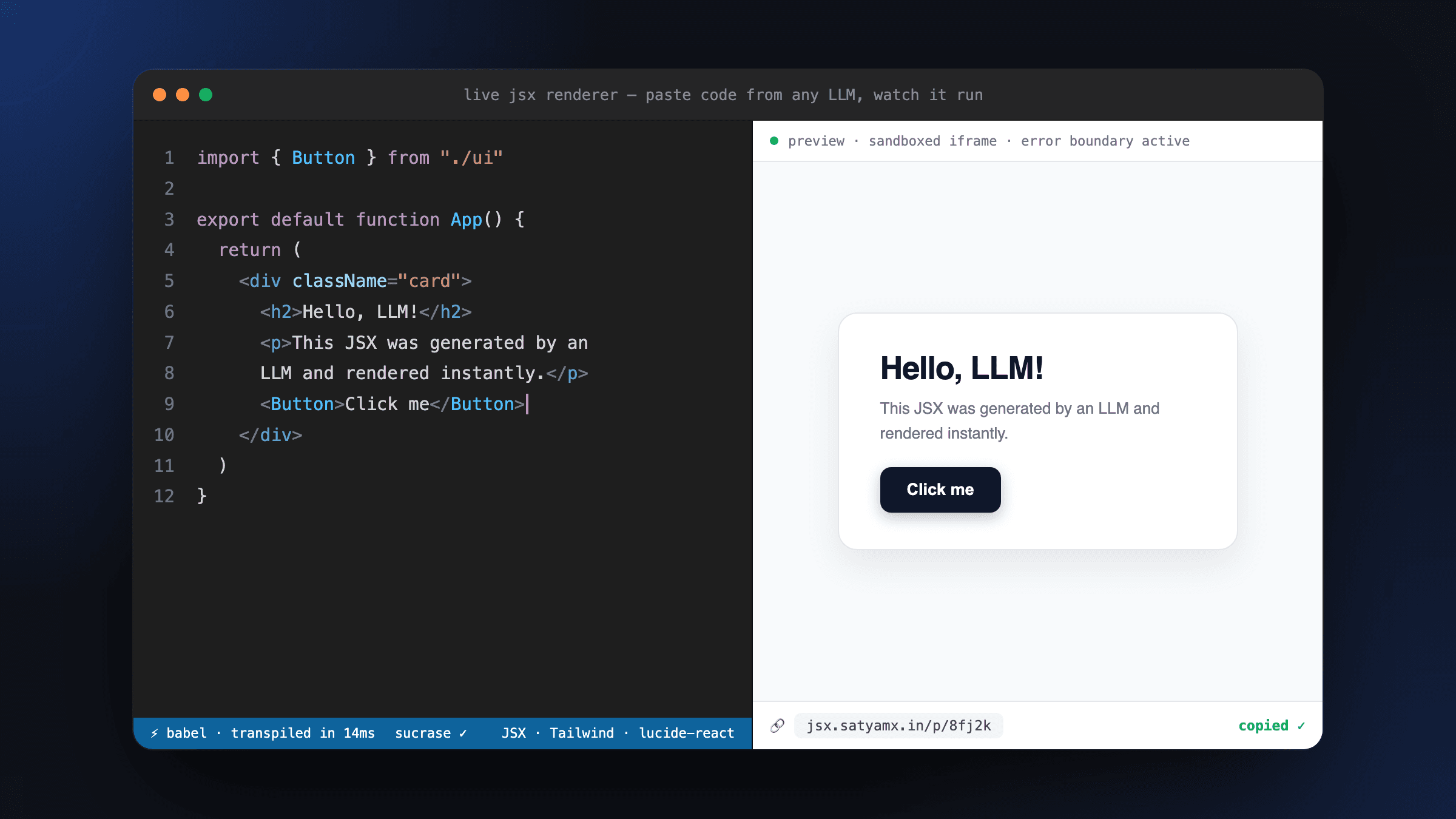 Live JSX Renderer screenshot