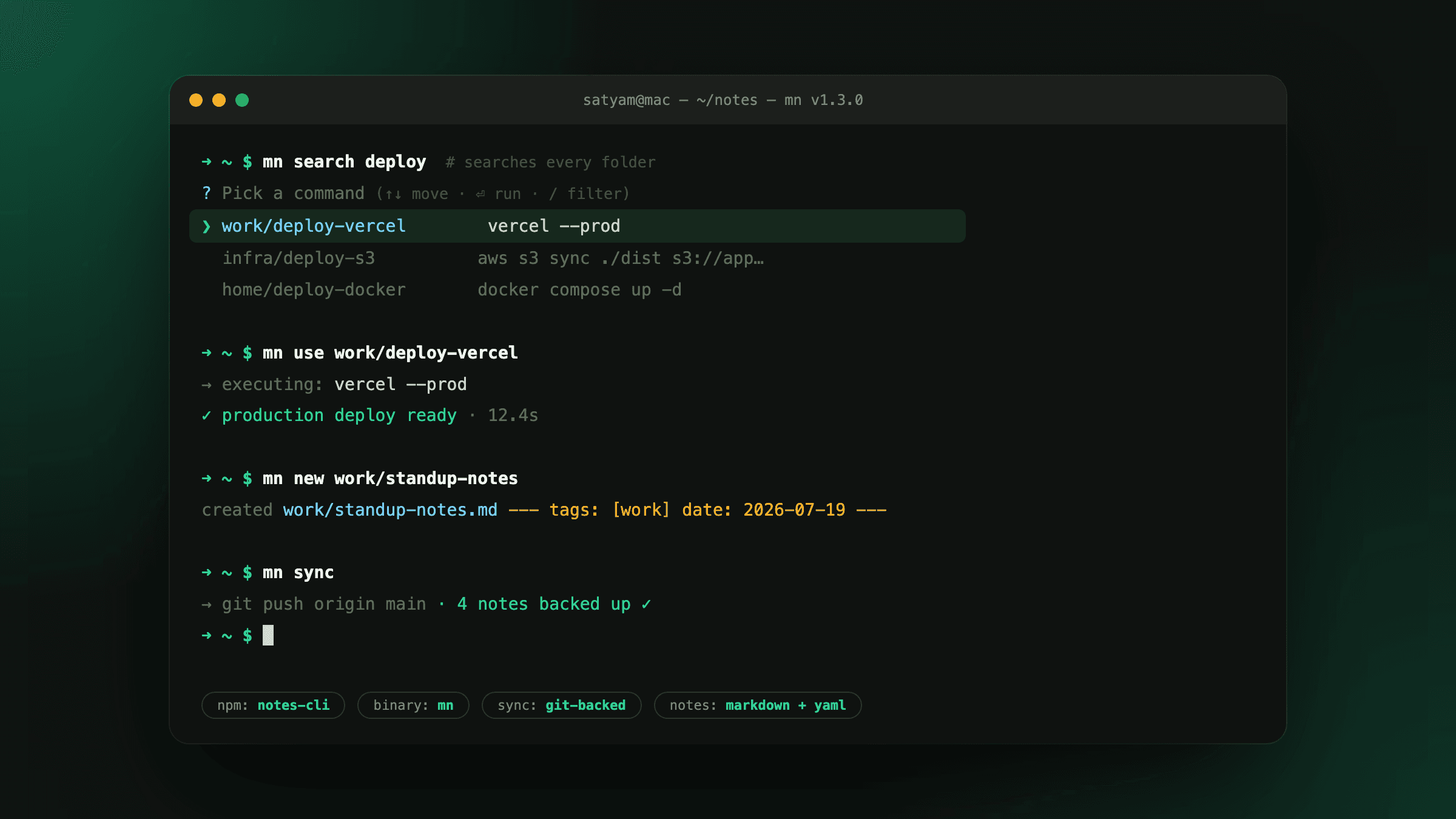 mn CLI screenshot